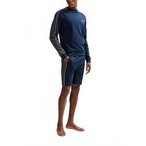 NEW HUGO BOSS cotton knit track shorts in blue